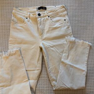 Kut from the Kloth Women's Ecru Ankle Straight Leg Raw Hem Jeans Size 6